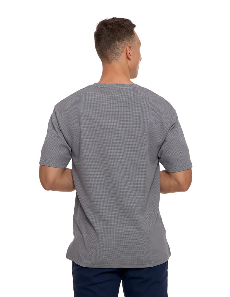 Koszulki i Tank Topy - T-shirt męski strukturalny casual z kieszonką SZARY  - produkt moraj.pl 5