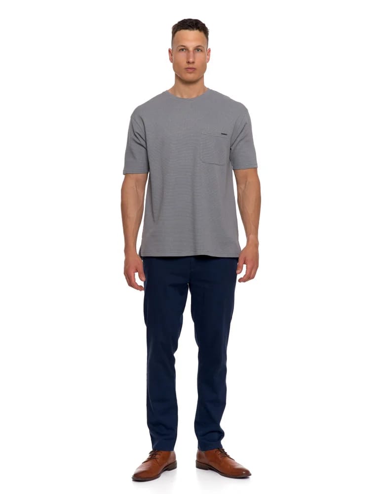 Koszulki i Tank Topy - T-shirt męski strukturalny casual z kieszonką SZARY  - produkt moraj.pl 6