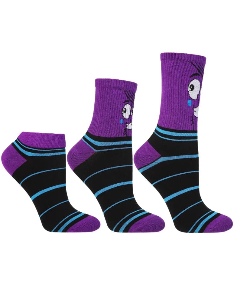 Skarpety damskie - Skarpetki bawełniane unisex z zabawnym wzorem 3-pak FIOLETOWY - produkt moraj.pl 2