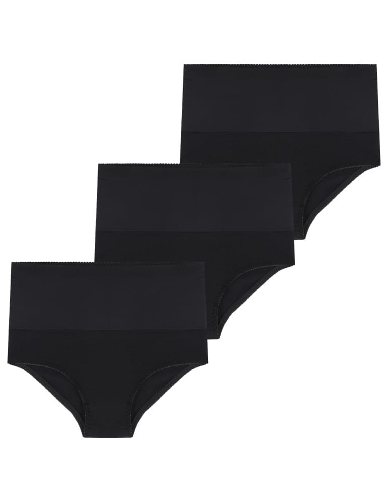 Majtki damskie maxi bikini z wysokim stanem modelujące 3-pak CZARNY