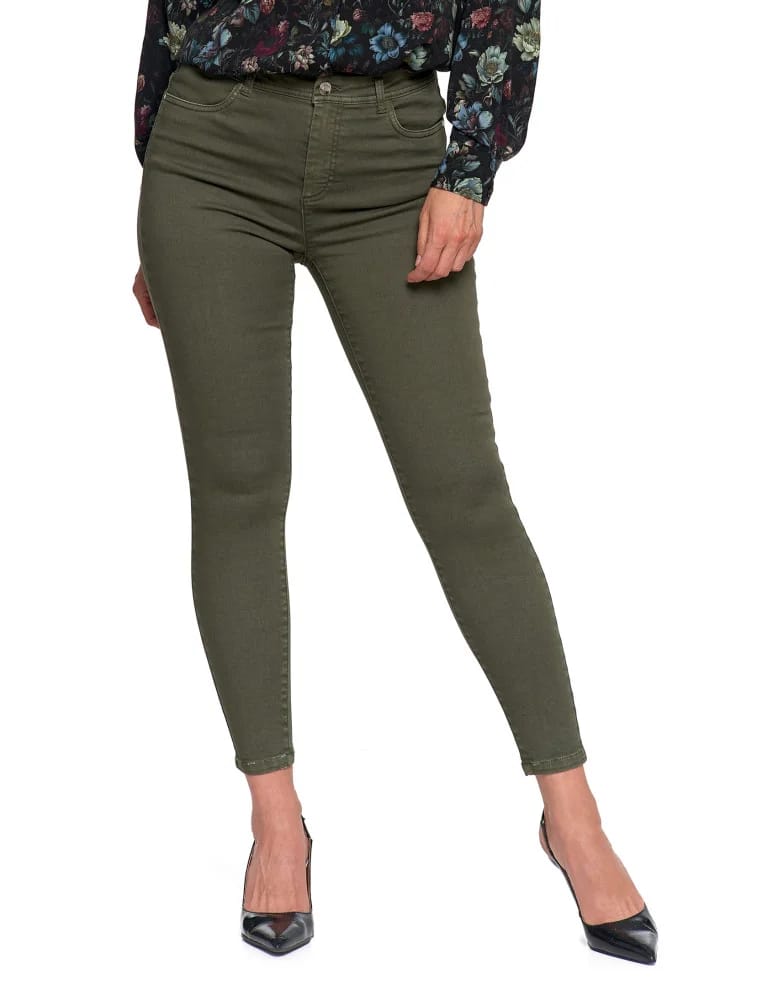 Spodnie damskie - Spodnie damskie skinny elastyczne ZIELONY - produkt moraj.pl 5