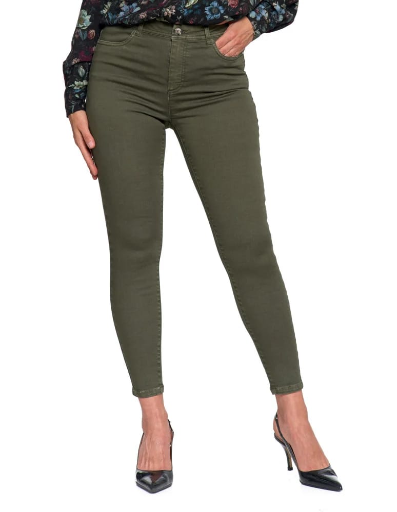 Spodnie damskie - Spodnie damskie skinny elastyczne ZIELONY - produkt moraj.pl 7