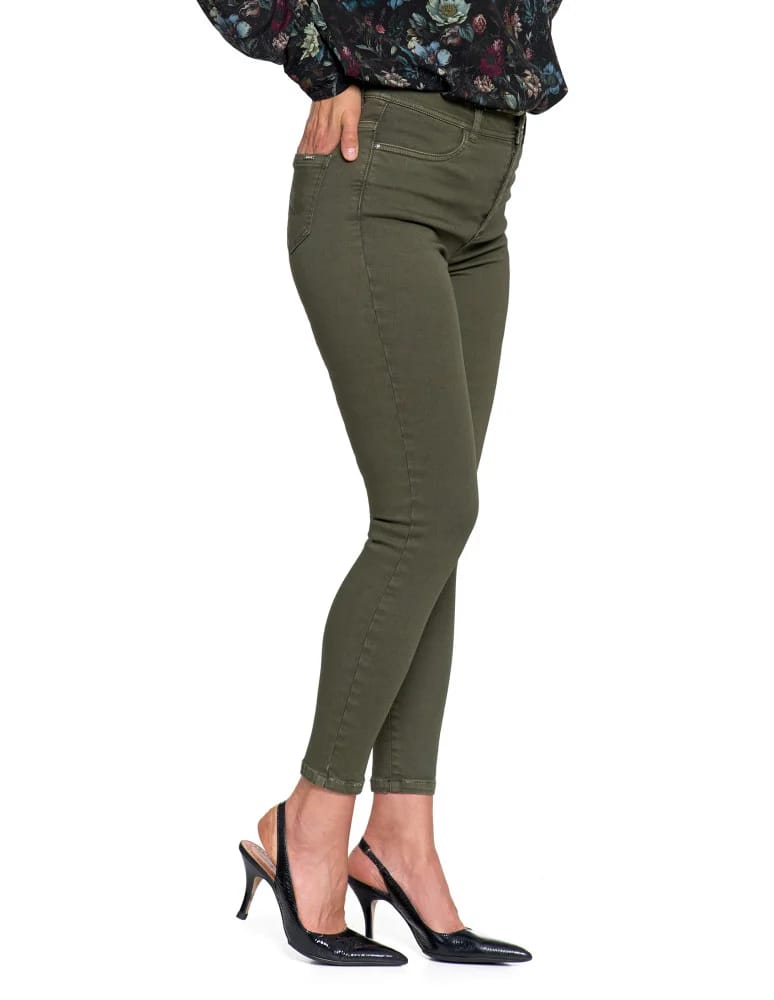 Spodnie damskie - Spodnie damskie skinny elastyczne ZIELONY - produkt moraj.pl 8