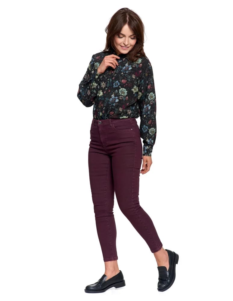 Spodnie damskie - Spodnie damskie skinny elastyczne FIOLETOWY  - produkt moraj.pl 4