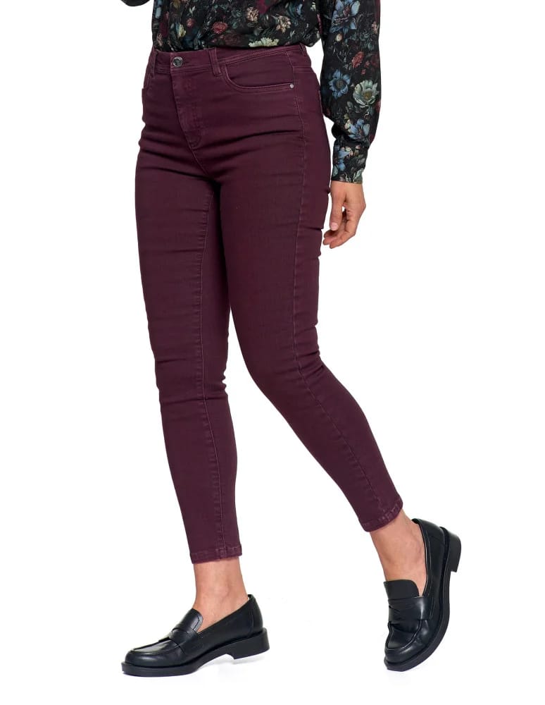 Spodnie damskie - Spodnie damskie skinny elastyczne FIOLETOWY  - produkt moraj.pl 12