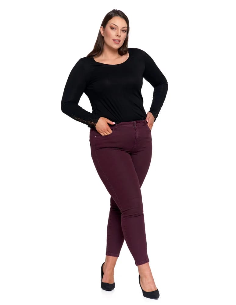 Spodnie damskie - Spodnie damskie skinny elastyczne FIOLETOWY  - produkt moraj.pl 14