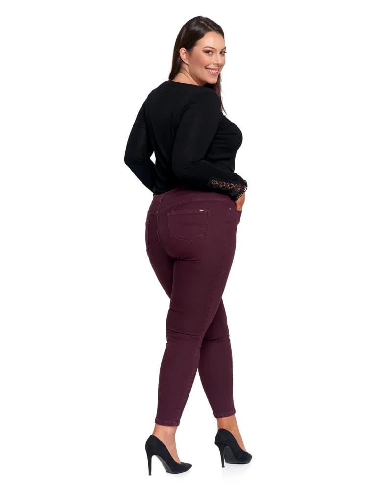Spodnie damskie - Spodnie damskie skinny elastyczne FIOLETOWY  - produkt moraj.pl 15