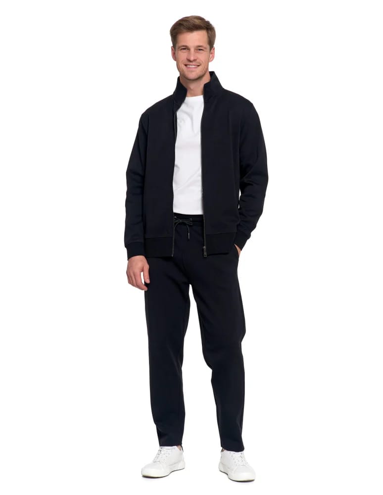 Bluzy męskie - Męska bluza dresowa ze stójką i zamkiem CZARNY - produkt moraj.pl 9