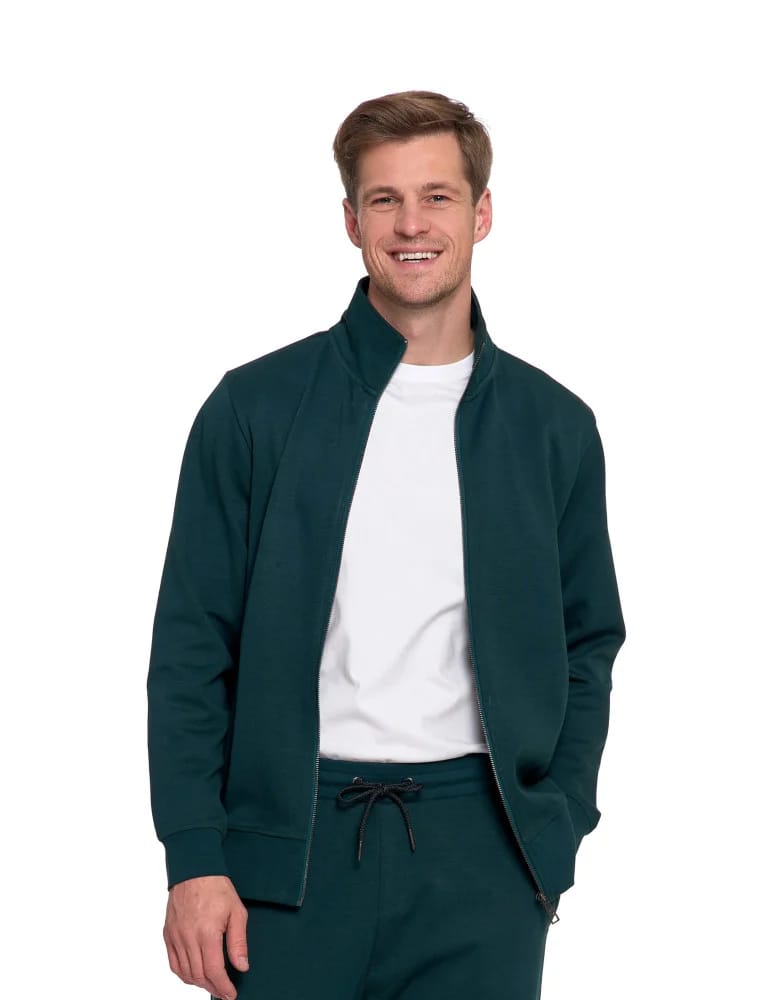 Bluzy męskie - Męska bluza dresowa ze stójką i zamkiem ZIELONY  - produkt moraj.pl 5