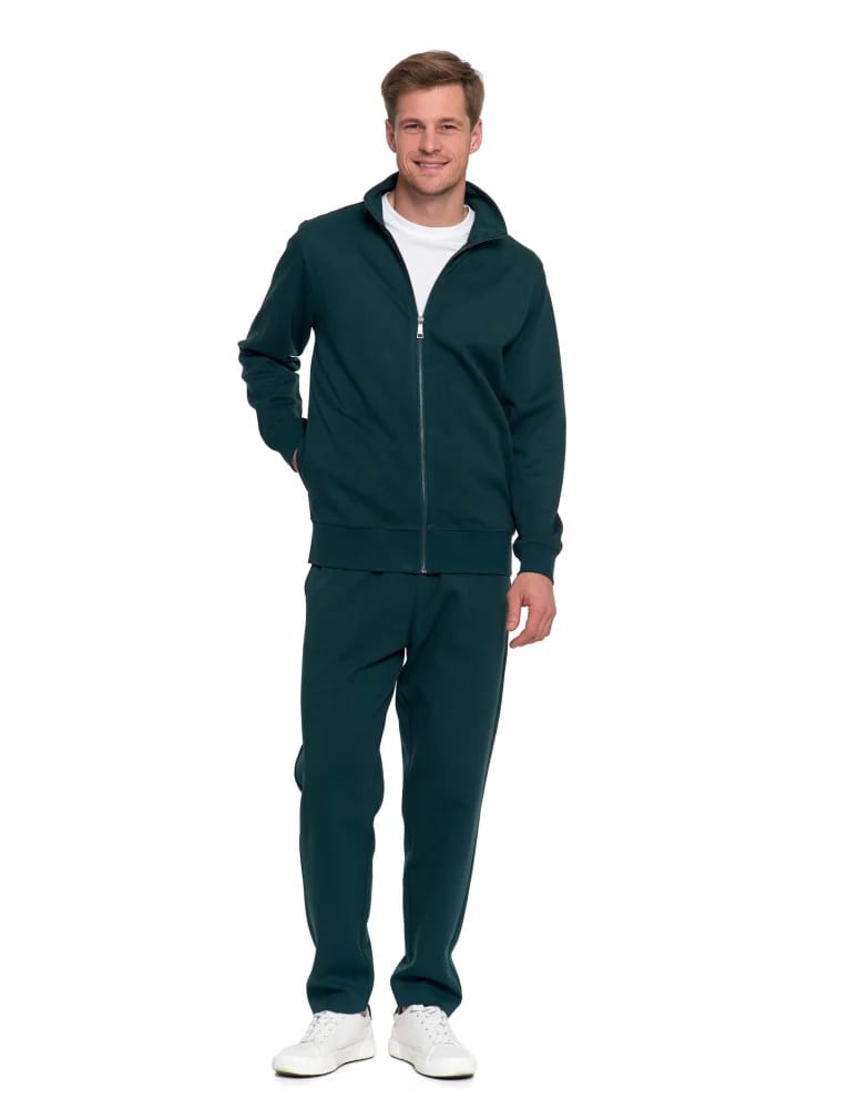 Bluzy męskie - Męska bluza dresowa ze stójką i zamkiem ZIELONY  - produkt moraj.pl 8