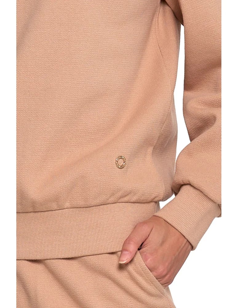 Bluzy damskie - Damska bluza dresowa ocieplana bez kaptura BEŻOWY - produkt moraj.pl 6