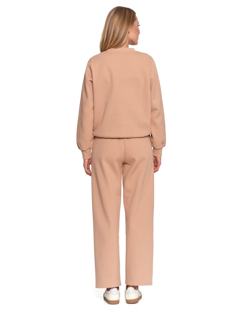 Bluzy damskie - Damska bluza dresowa ocieplana bez kaptura BEŻOWY  - produkt moraj.pl 10