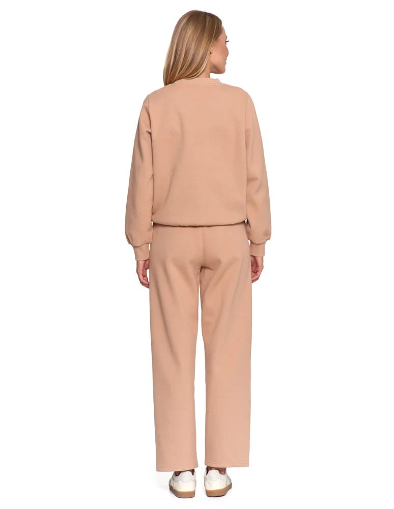 Bluzy damskie - Damska bluza dresowa ocieplana bez kaptura BEŻOWY - produkt moraj.pl 10