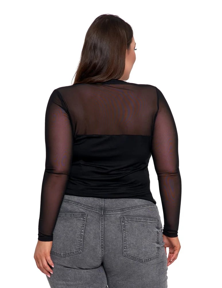 Bluzki i koszule - Elegancka bluzka damska z siateczkowymi wstawkami CZARNY - produkt moraj.pl 12