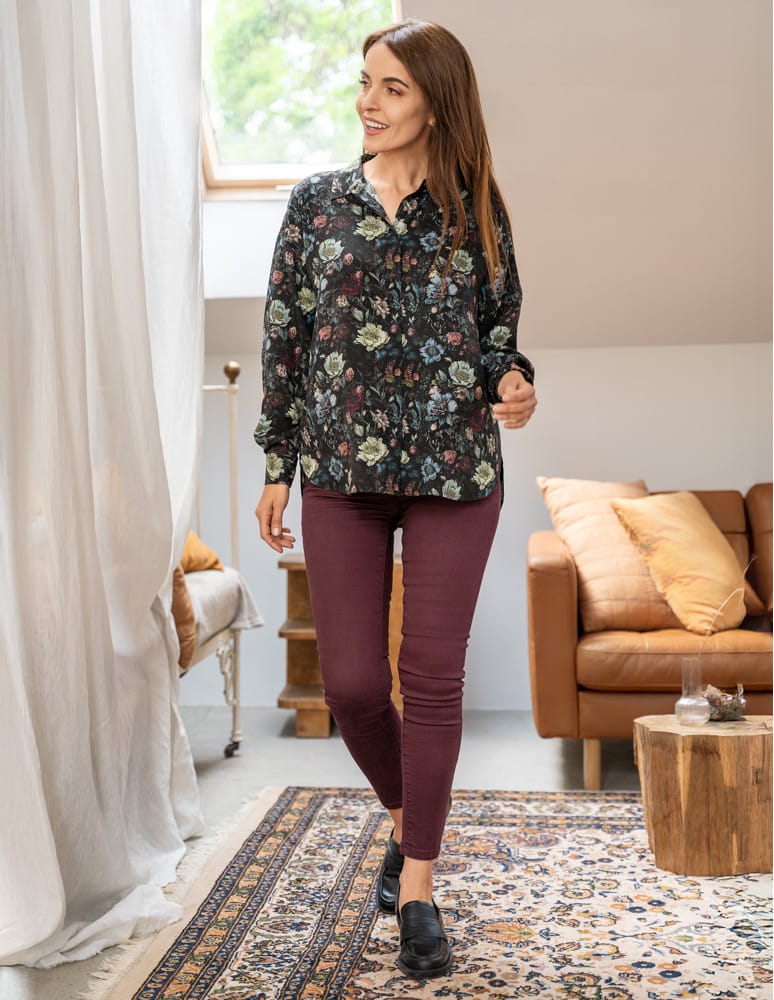 Spodnie damskie - Spodnie damskie skinny elastyczne FIOLETOWY - produkt moraj.pl 1