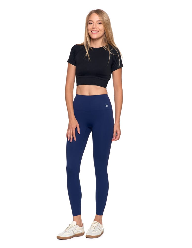 Legginsy damskie - Legginsy damskie sportowe funkcyjne z wysokim stanem GRANATOWY - produkt moraj.pl 1