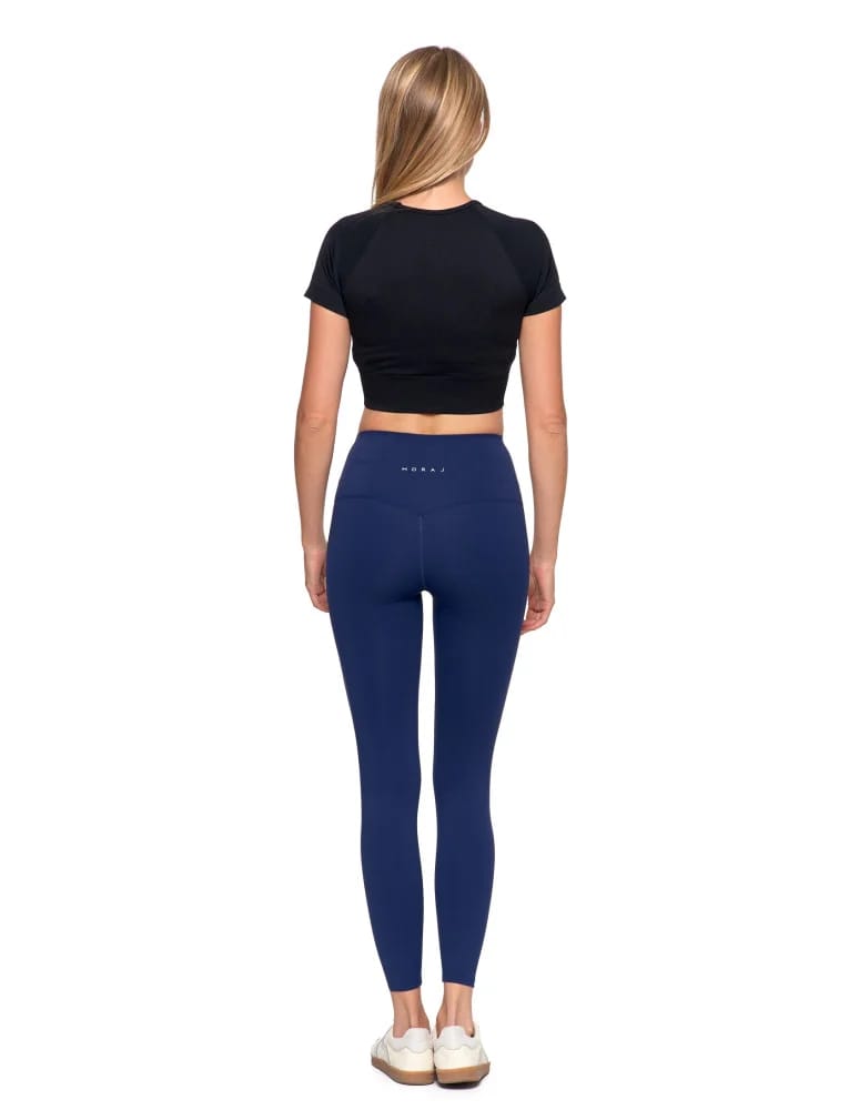 Legginsy damskie - Legginsy damskie sportowe funkcyjne z wysokim stanem GRANATOWY  - produkt moraj.pl 4