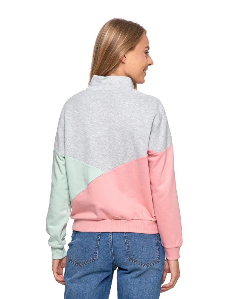 Bluzy damskie - Bluza dresowa damska z zamkiem i stójką RÓŻOWY  - produkt moraj.pl 8