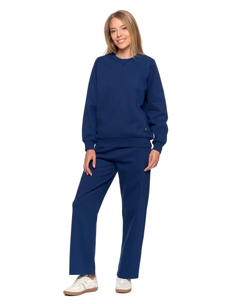 Bluzy damskie - Damska bluza dresowa ocieplana bez kaptura GRANATOWY - produkt moraj.pl 15