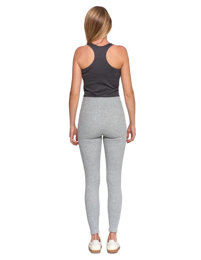 Legginsy damskie - Prążkowane legginsy damskie z wysokim stanem ocieplane JASNY SZARY  - produkt moraj.pl 2