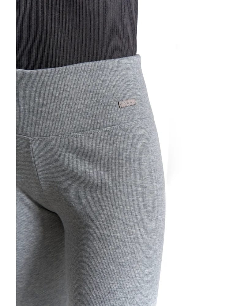 Legginsy damskie - Prążkowane legginsy damskie z wysokim stanem ocieplane JASNY SZARY  - produkt moraj.pl 5