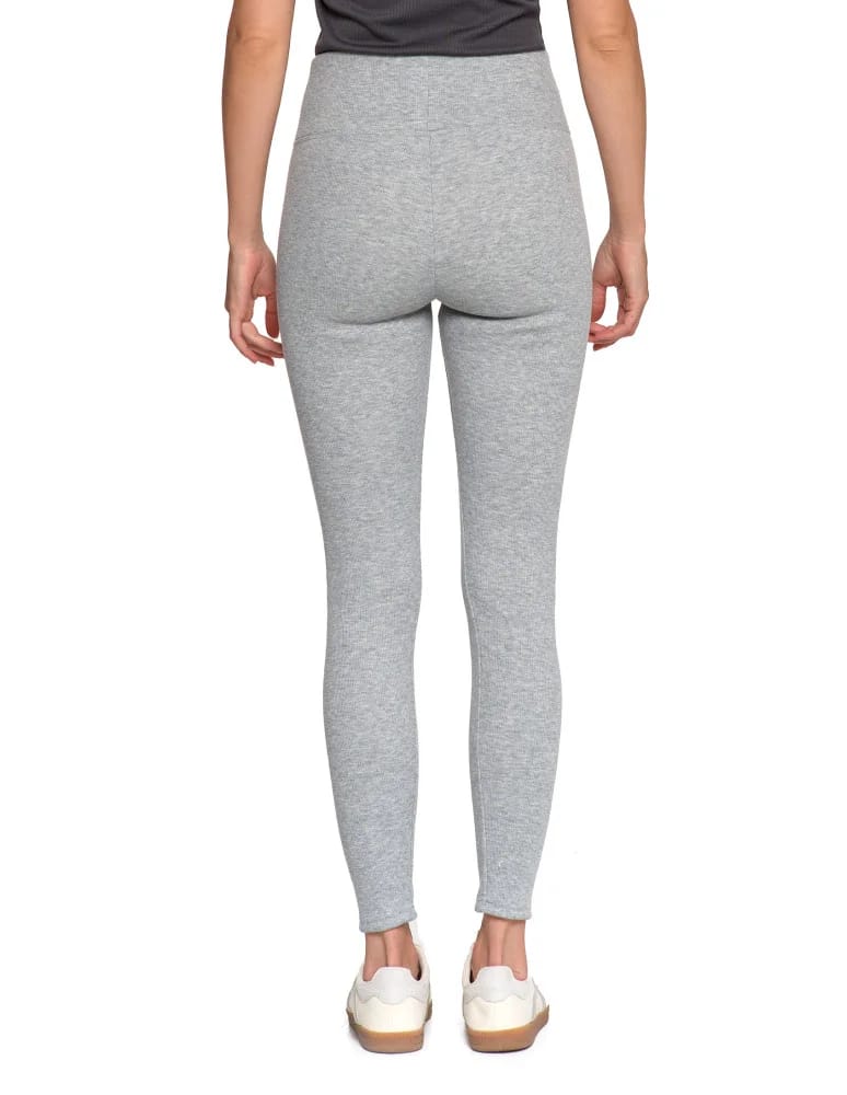 Legginsy damskie - Prążkowane legginsy damskie z wysokim stanem ocieplane JASNY SZARY  - produkt moraj.pl 7