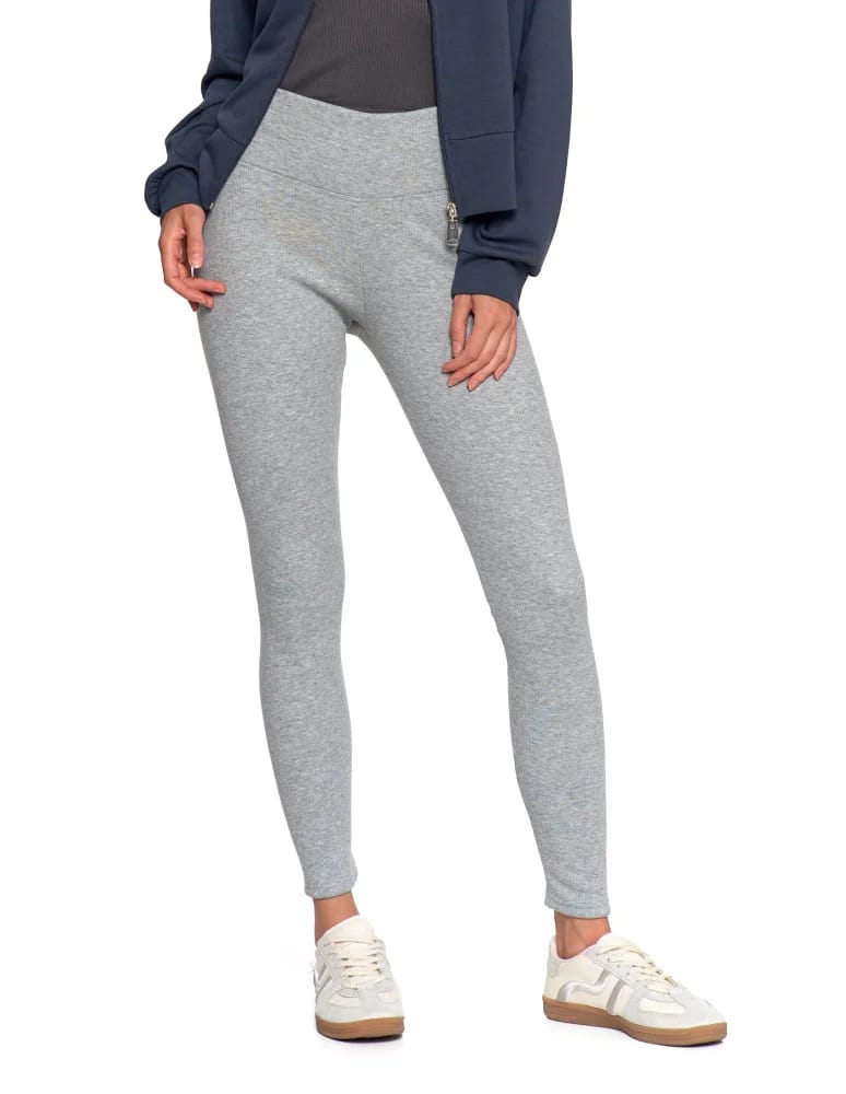 Legginsy damskie - Prążkowane legginsy damskie z wysokim stanem ocieplane JASNY SZARY  - produkt moraj.pl 9