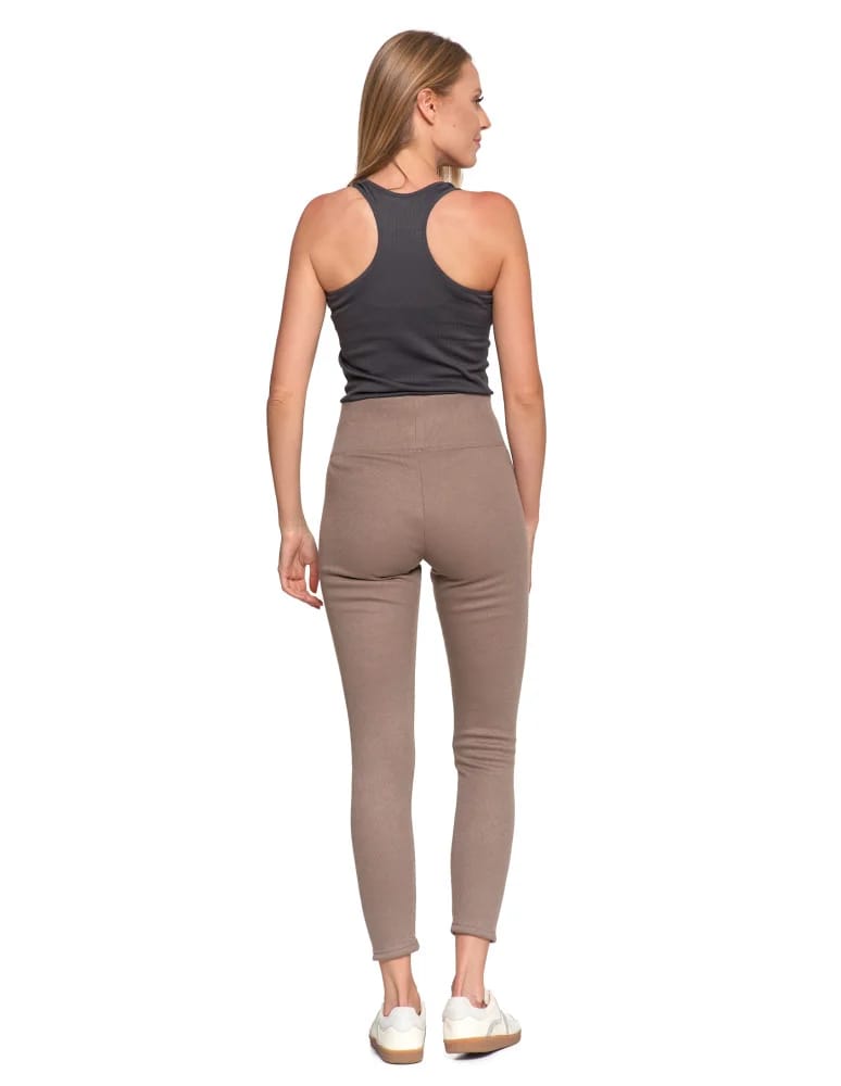 Legginsy damskie - Prążkowane legginsy damskie z wysokim stanem ocieplane MOKKA  - produkt moraj.pl 2