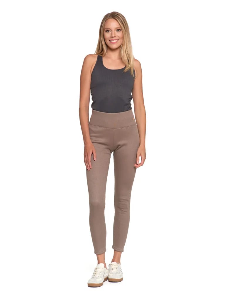 Legginsy damskie - Prążkowane legginsy damskie z wysokim stanem ocieplane MOKKA  - produkt moraj.pl 5