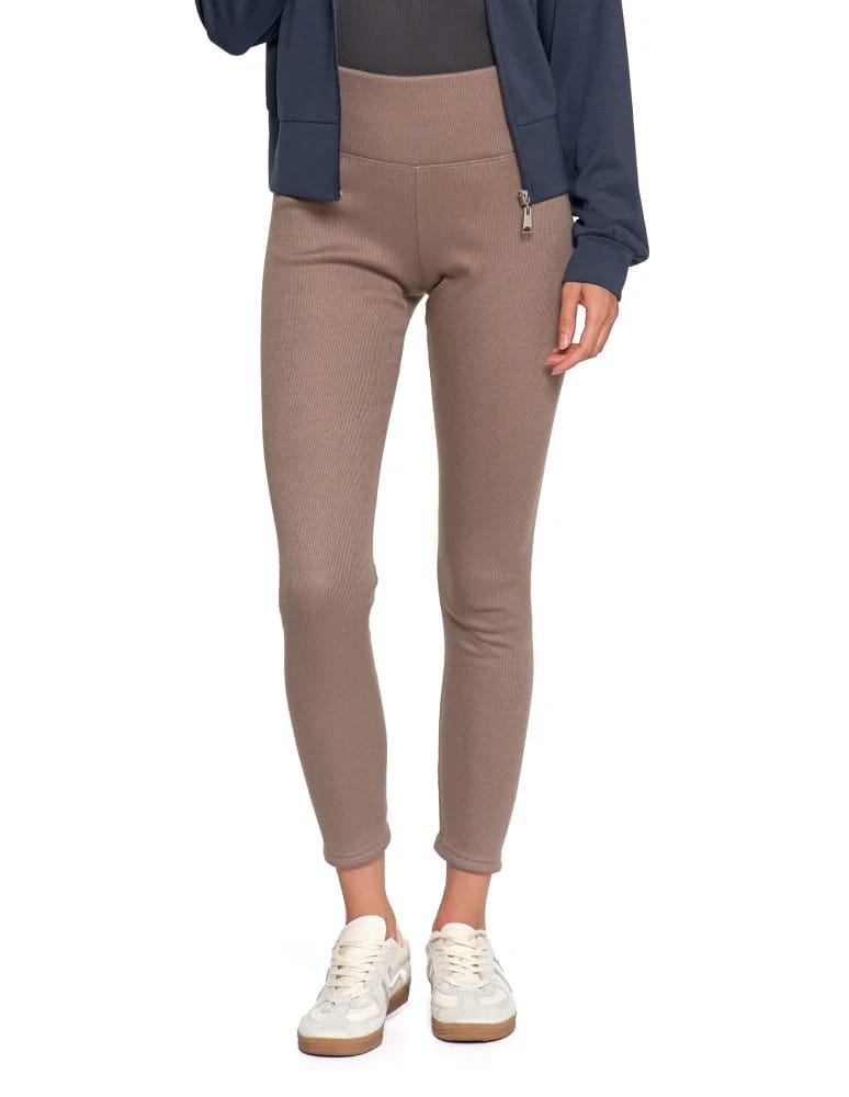 Legginsy damskie - Prążkowane legginsy damskie z wysokim stanem ocieplane MOKKA  - produkt moraj.pl 10
