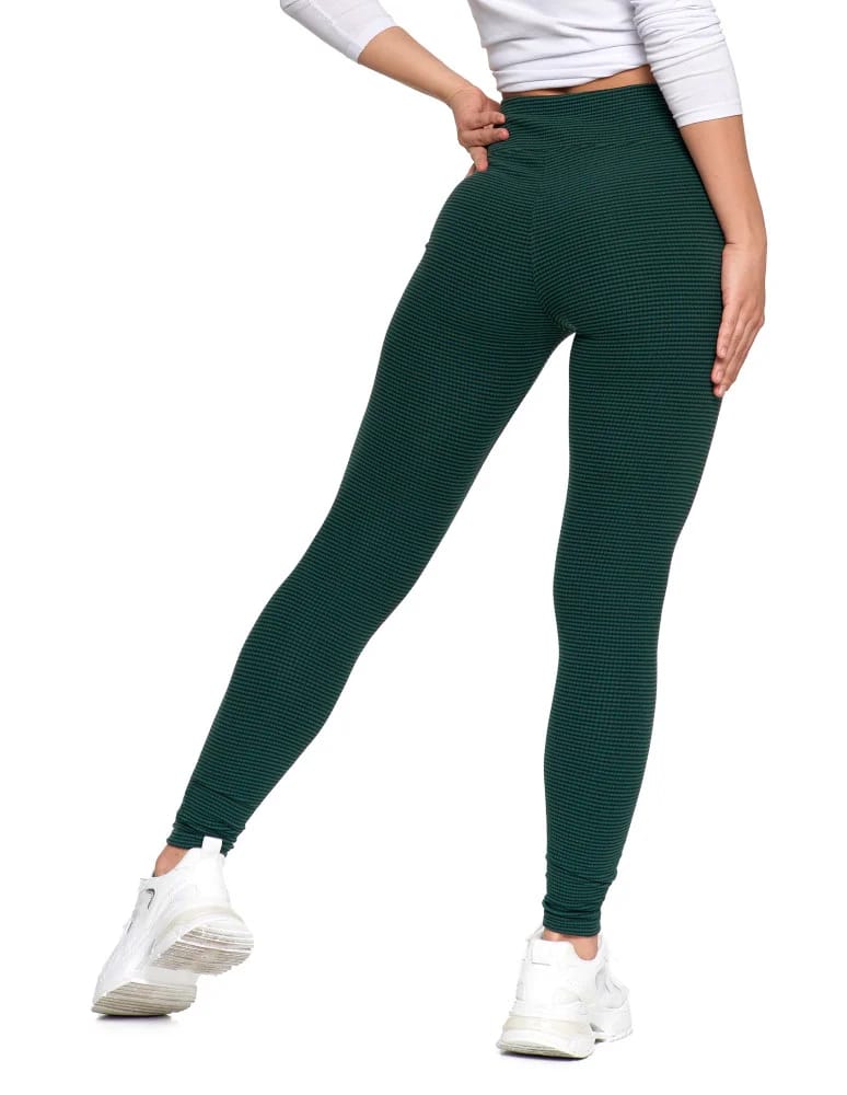 Legginsy damskie - Damskie legginsy z wysokim stanem i prążkowaną strukturą ZIELONY  - produkt moraj.pl 8