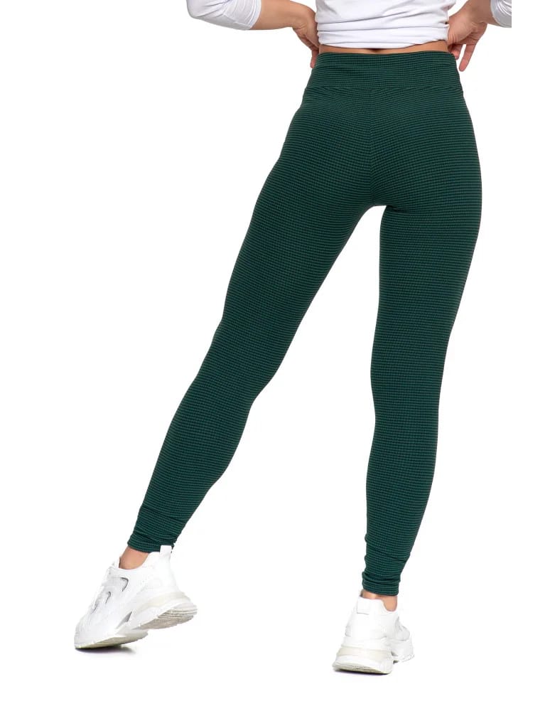 Legginsy damskie - Damskie legginsy z wysokim stanem i prążkowaną strukturą ZIELONY  - produkt moraj.pl 9