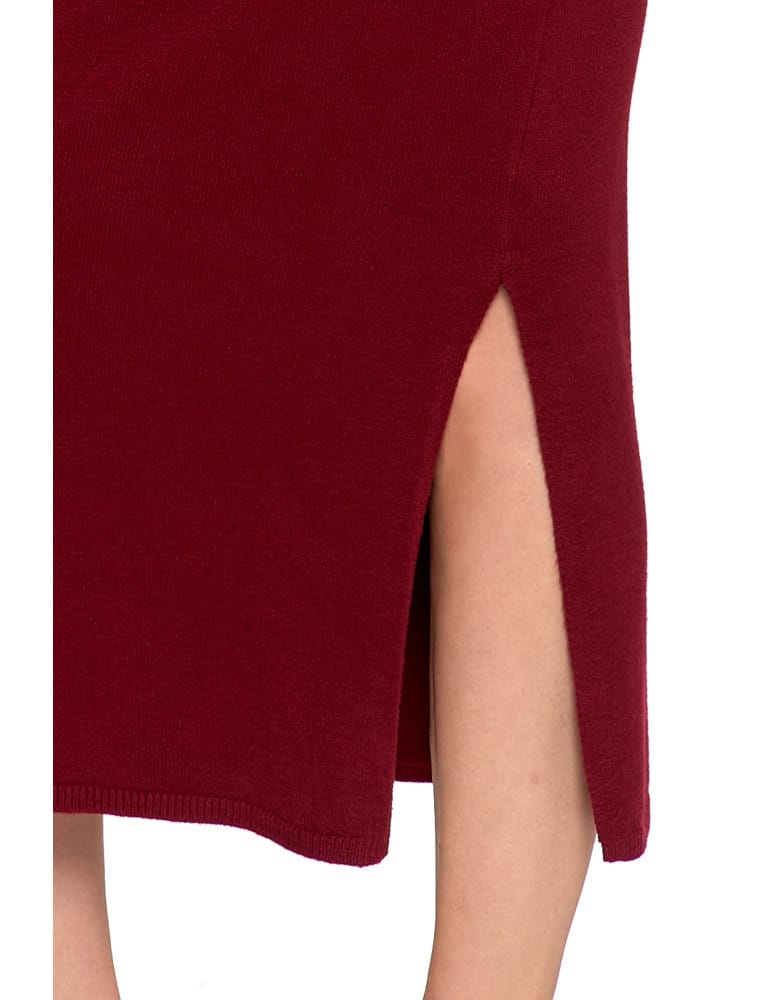 Spódnice damskie - Damska spódnica sweterkowa midi z rozcięciem CZERWONY  - produkt moraj.pl 6