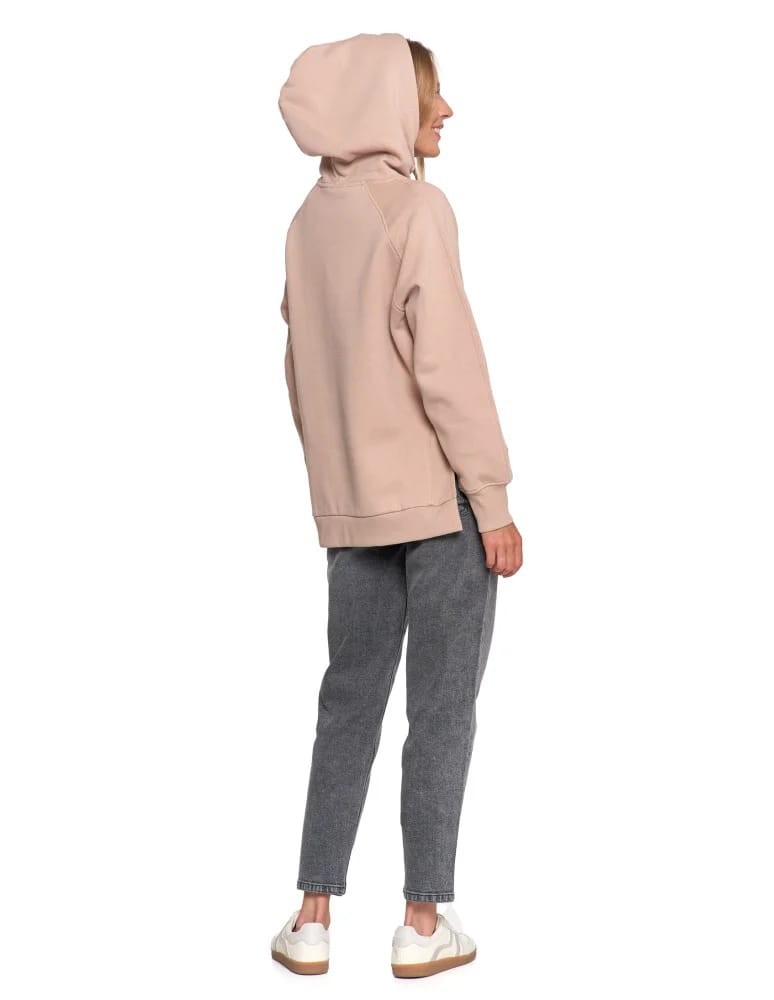 Bluzy damskie - Bluza damska dresowa bawełniana luźna ocieplana BEŻOWY - produkt moraj.pl 10
