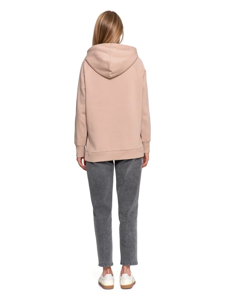Bluzy damskie - Bluza damska dresowa bawełniana luźna ocieplana BEŻOWY - produkt moraj.pl 12
