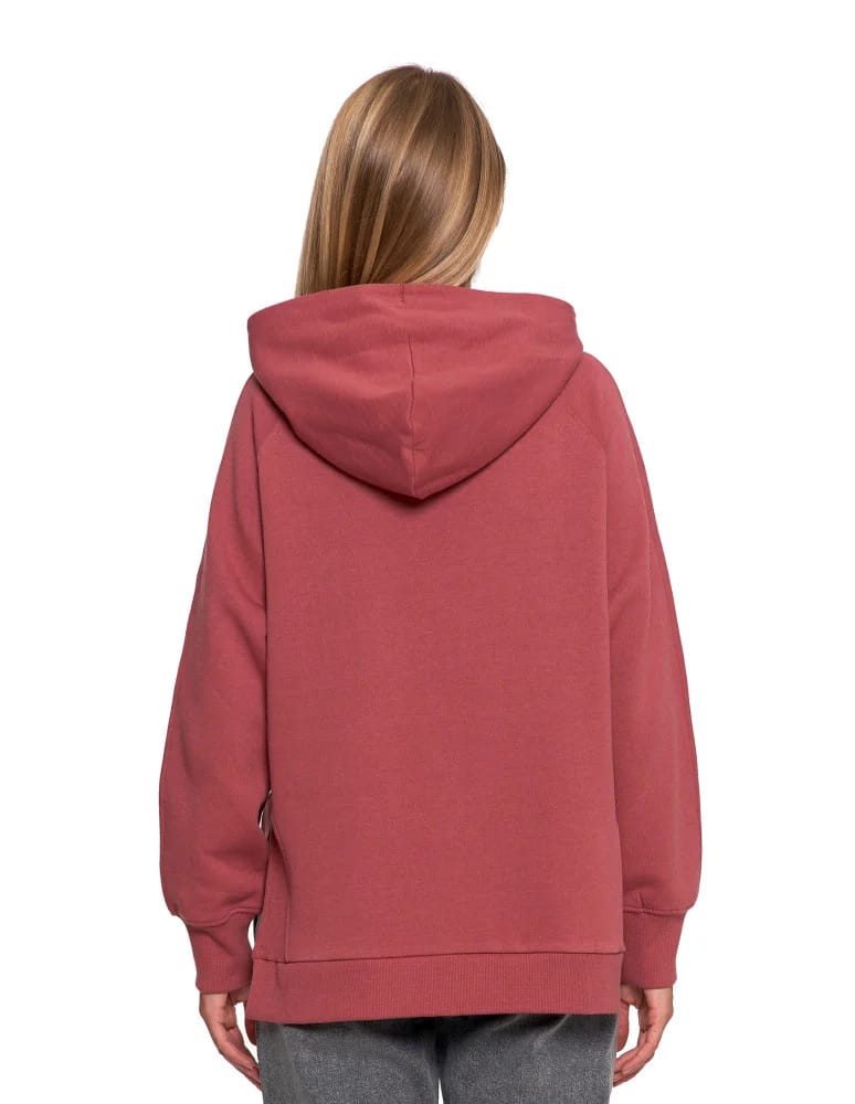 Bluzy damskie - Bluza damska dresowa bawełniana luźna ocieplana RÓŻOWY  - produkt moraj.pl 3