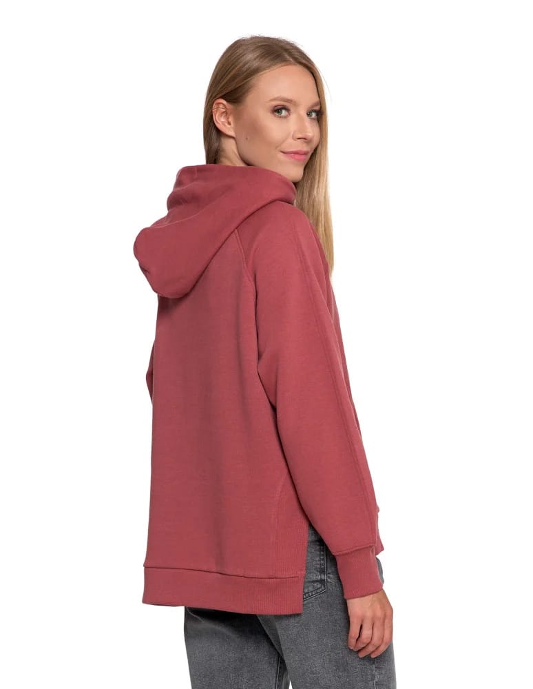 Bluzy damskie - Bluza damska dresowa bawełniana luźna ocieplana RÓŻOWY  - produkt moraj.pl 14