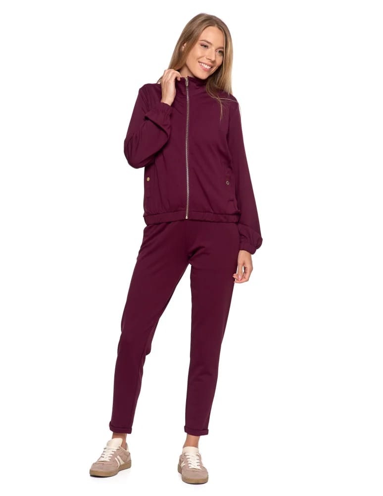 Bluzy damskie - Bluza damska dresowa bez kaptura BORDOWY - produkt moraj.pl 2