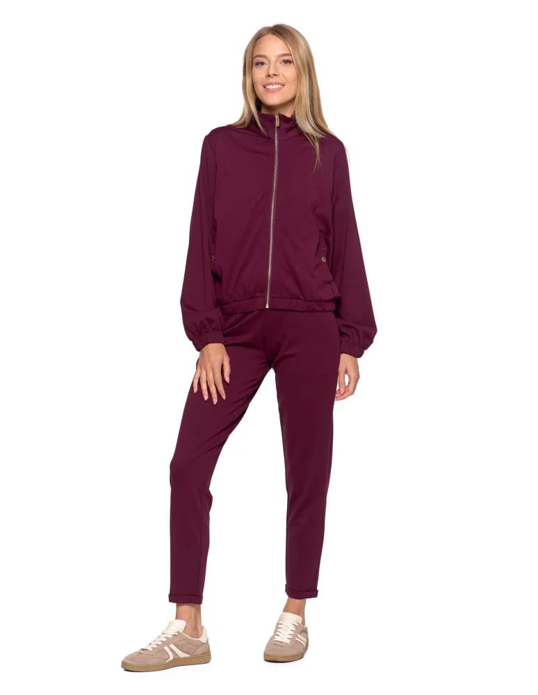 Bluzy damskie - Bluza damska dresowa bez kaptura BORDOWY - produkt moraj.pl 4