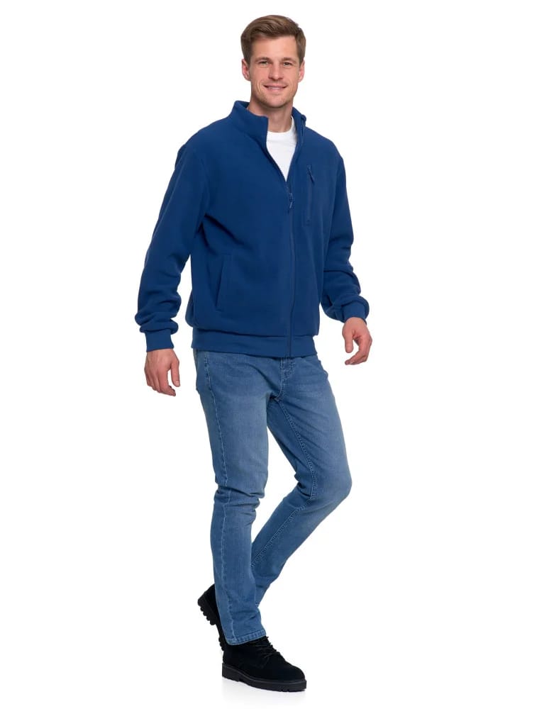 Kurtki i kamizelki - Polar męski zapinany na zamek ze stójką i kieszeniami JEANS - produkt moraj.pl 7