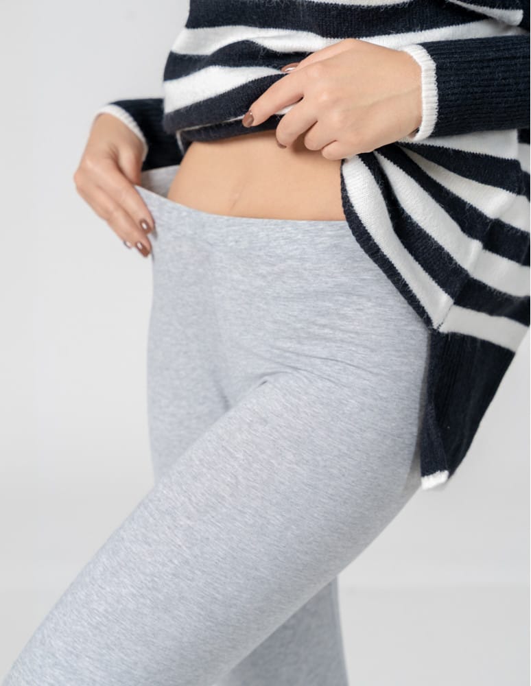Legginsy damskie - Klasyczne legginsy ocieplane damskie JASNY SZARY  - produkt moraj.pl 7
