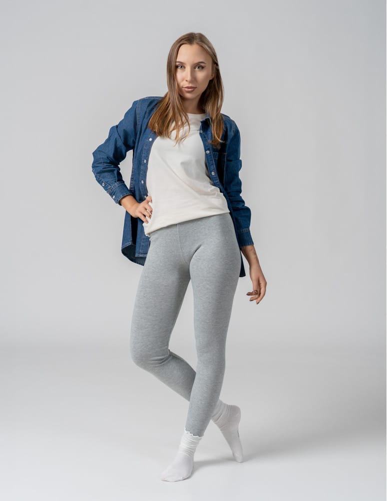 Legginsy damskie - Klasyczne bawełniane legginsy damskie JASNY SZARY - produkt moraj.pl 1