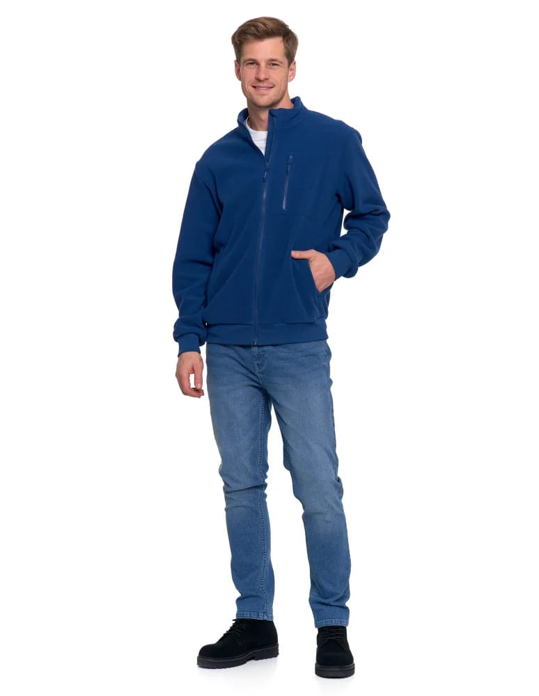 Kurtki i kamizelki - Polar męski zapinany na zamek ze stójką i kieszeniami JEANS - produkt moraj.pl 11