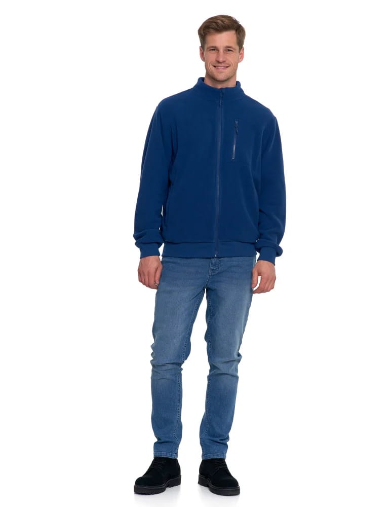 Kurtki i kamizelki - Polar męski zapinany na zamek ze stójką i kieszeniami JEANS - produkt moraj.pl 9