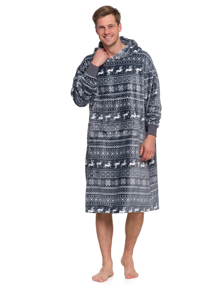 Piżamy damskie - Kocobluza unisex luźna SZARY  - produkt moraj.pl 8