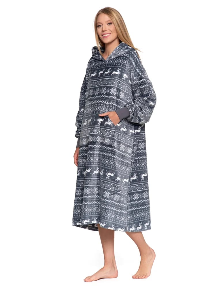 Piżamy damskie - Kocobluza unisex luźna SZARY  - produkt moraj.pl 9