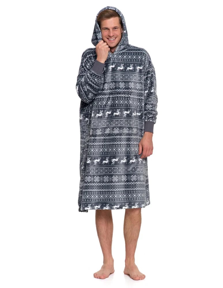 Piżamy damskie - Kocobluza unisex luźna SZARY  - produkt moraj.pl 10