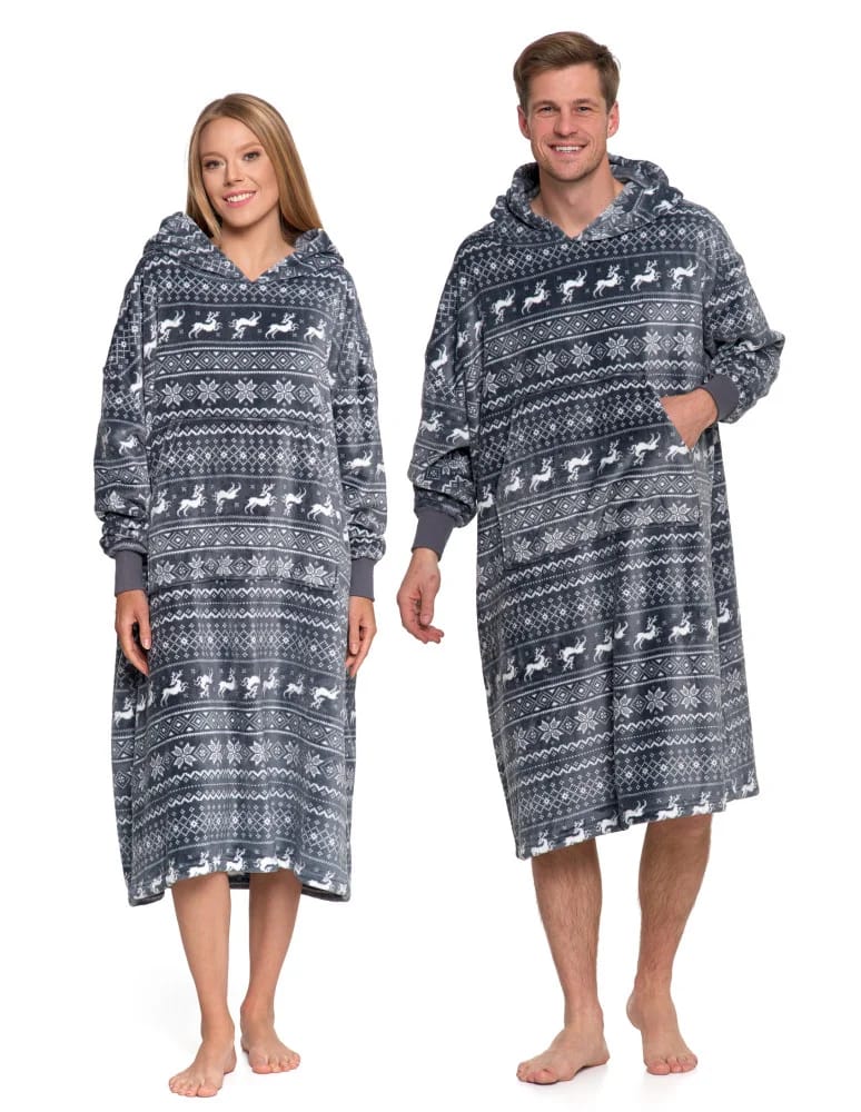 Piżamy damskie - Kocobluza unisex luźna SZARY  - produkt moraj.pl 2