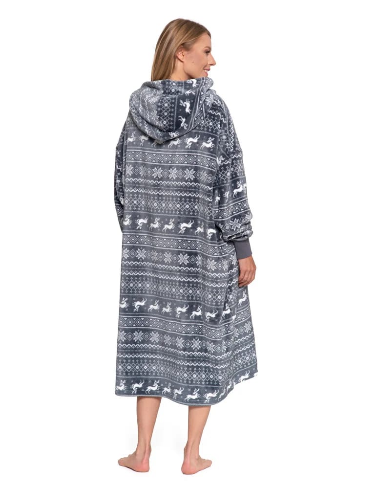 Piżamy damskie - Kocobluza unisex luźna SZARY  - produkt moraj.pl 7