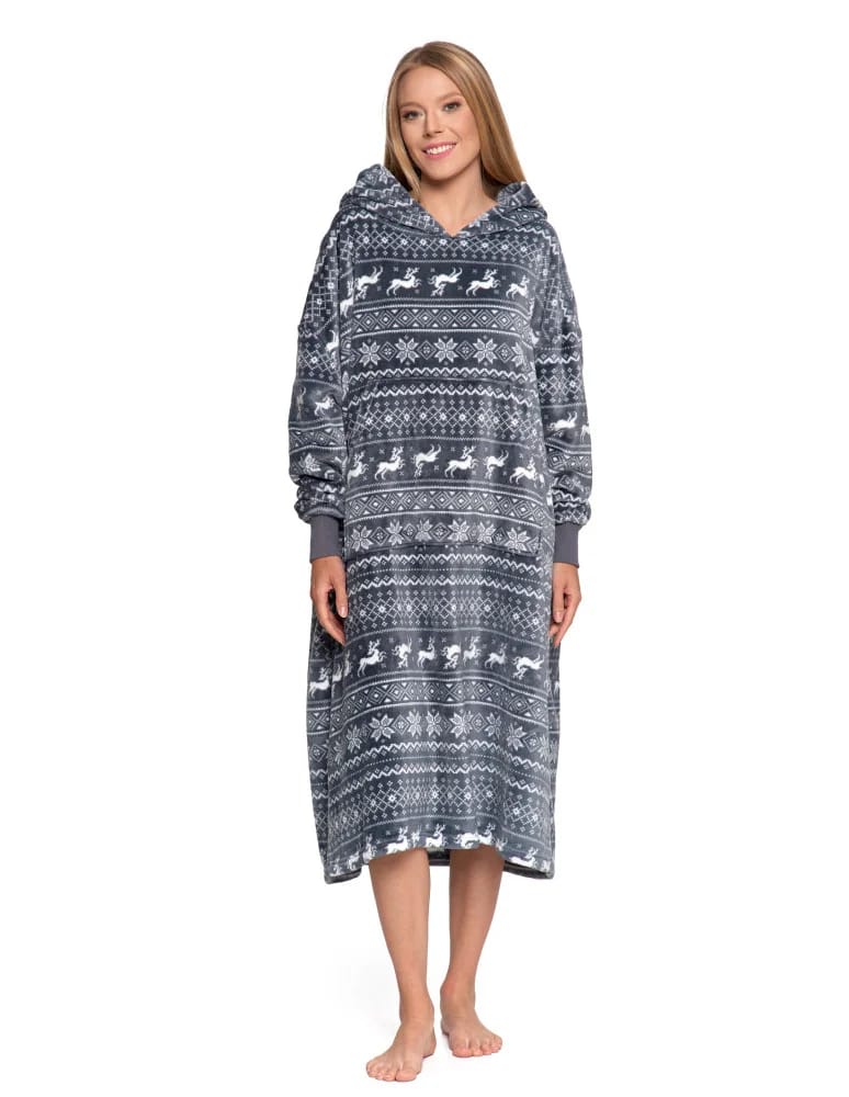 Piżamy damskie - Kocobluza unisex luźna SZARY  - produkt moraj.pl 6